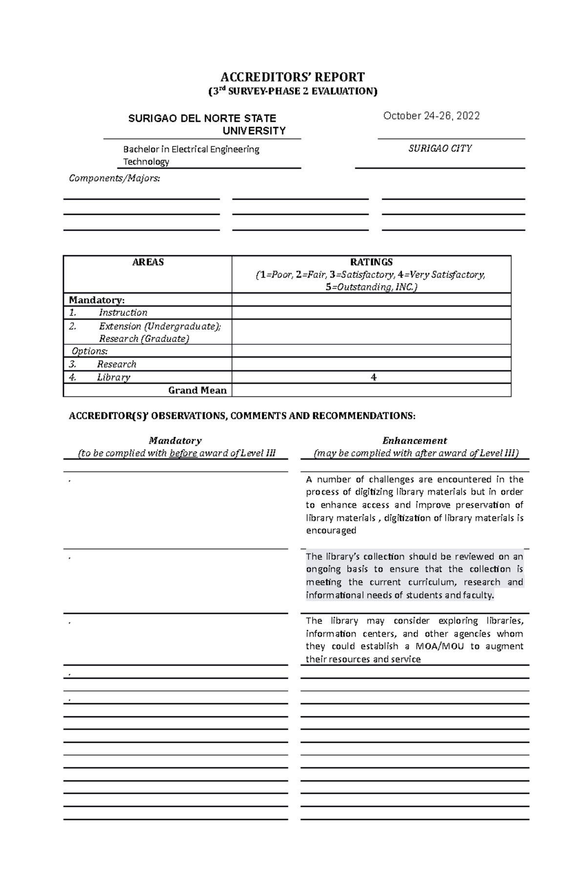 Accreditors' Report - 3rd Survey Phase 2 Evaluation for B.E.E.T. - Studocu