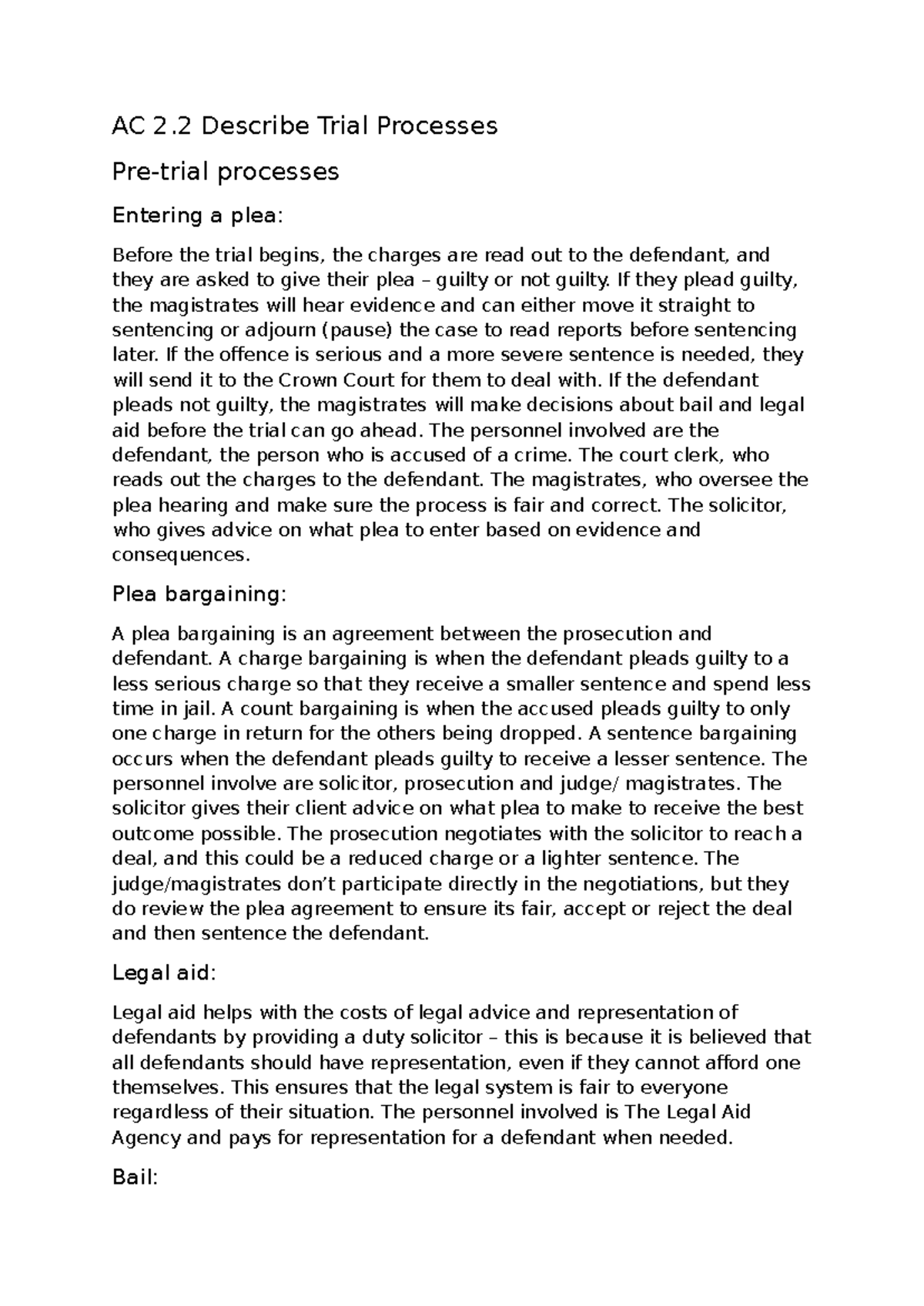 AC 2 Trial Processes: Pre-trial, Bail, and Court Proceedings Explained ...