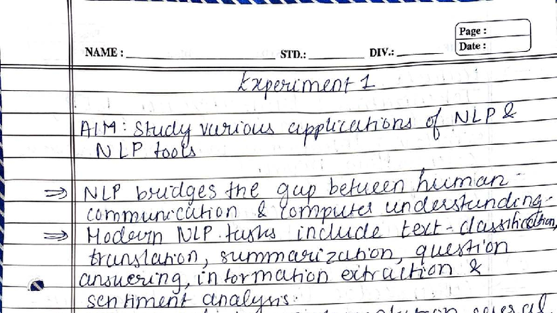 NLP 101: Applications and Tools in Natural Language Processing - Studocu