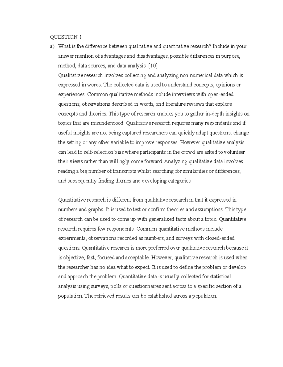 Research Methods Assignment 1: Qualitative vs Quantitative Insights ...