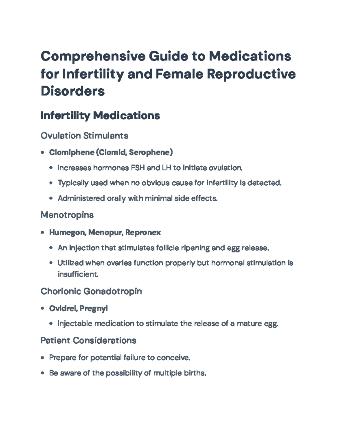 Comprehensive Medication Guide for Infertility & Reproductive Disorders ...