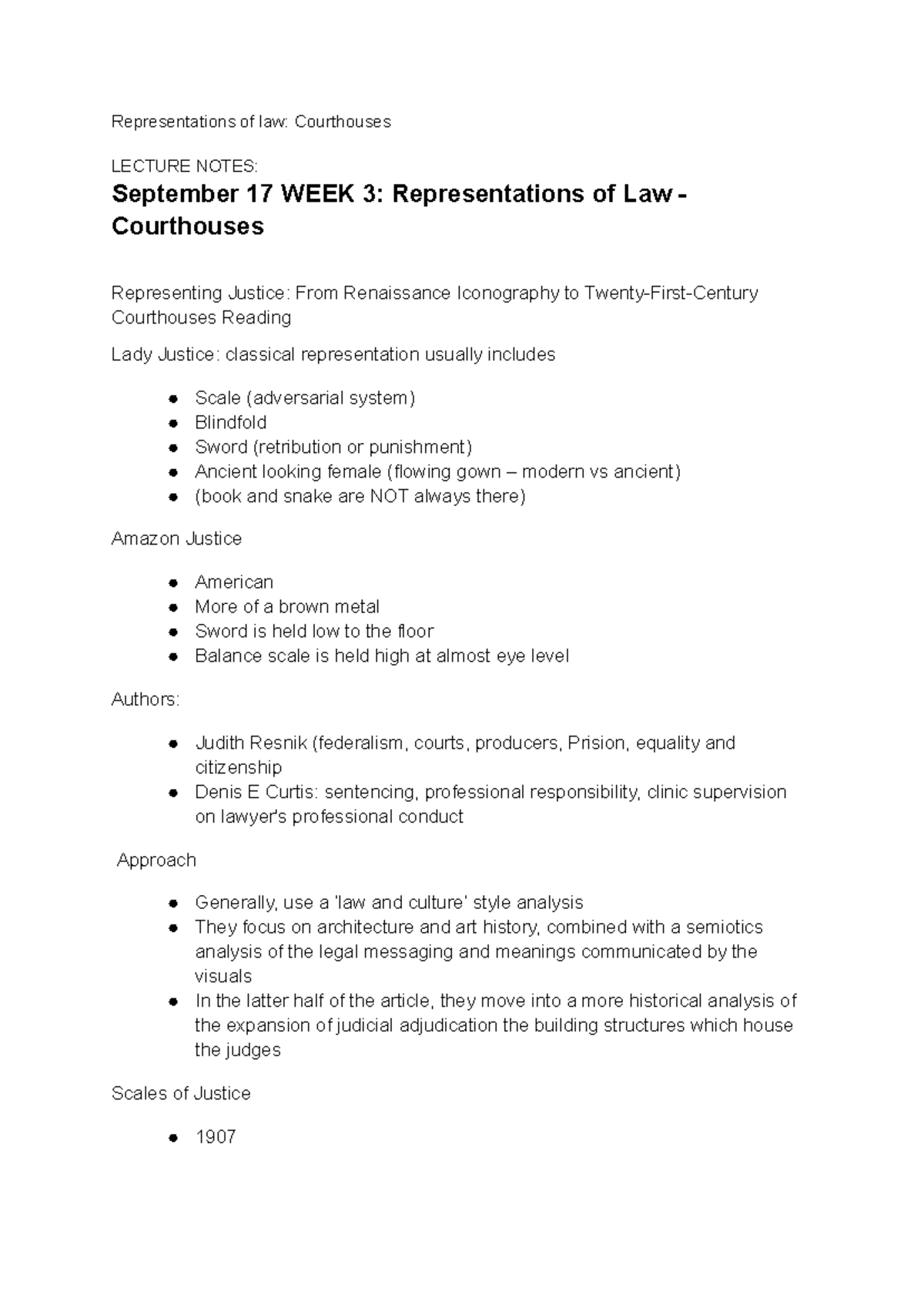 Week 3 Lecture Notes: Representations of Law - Courthouses (LAW101 ...