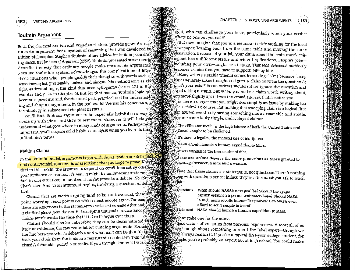 Final Exam Study Guide: Structuring Arguments in Writing (ABC123) - Studocu