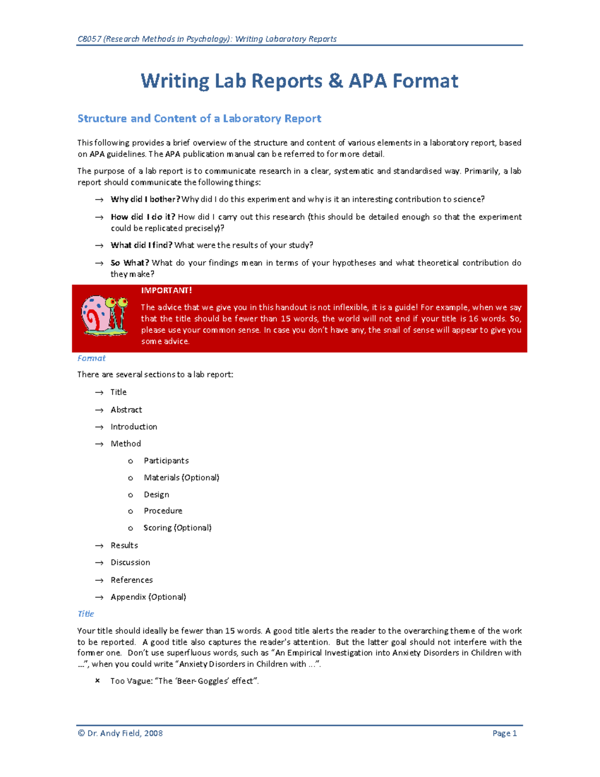 Best guide writing lab report - Writing Lab Reports & APA Format ...