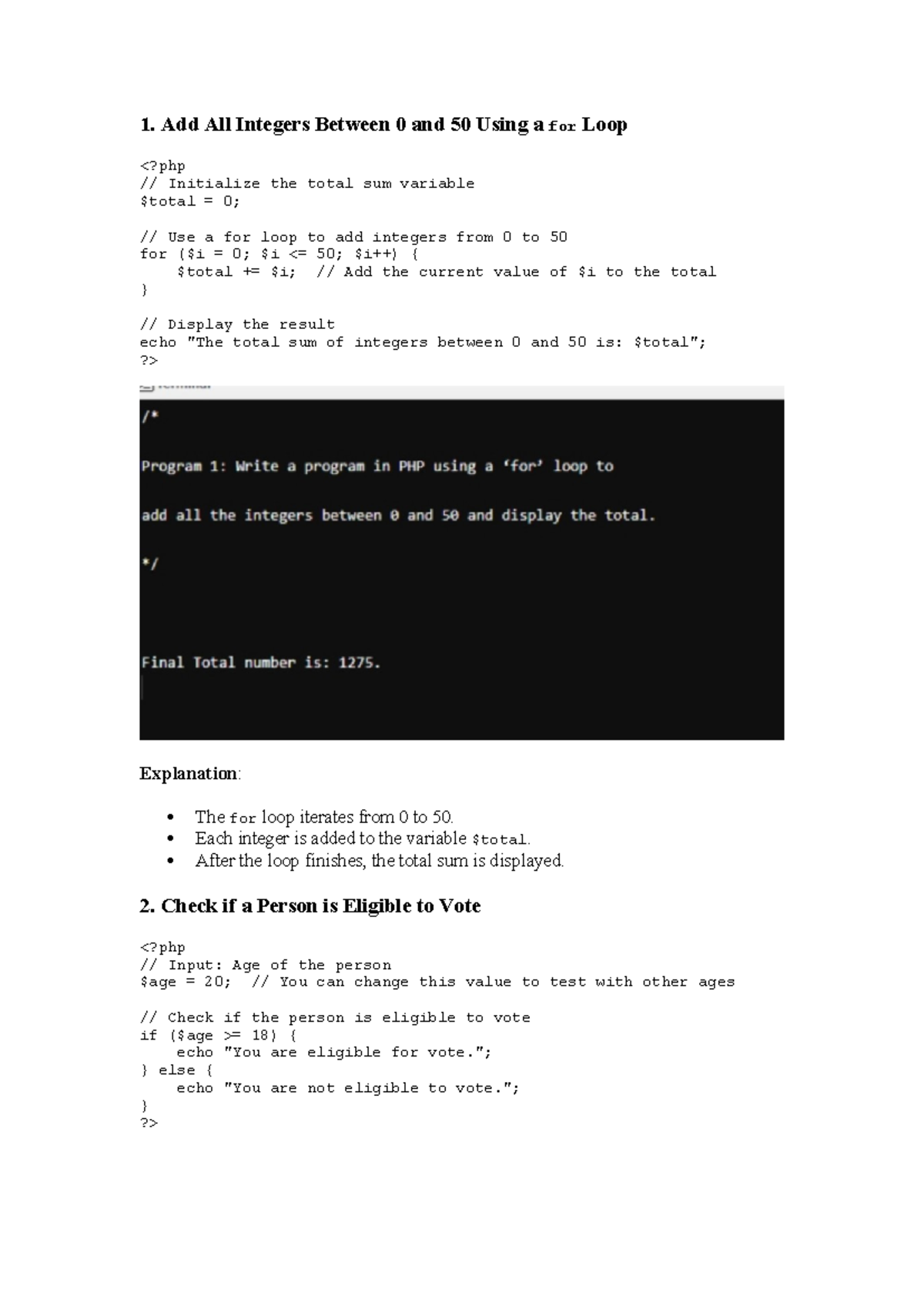 Cs2205 PA7 - detailed assignment - 1. Add All Integers Between 0 and 50 ...