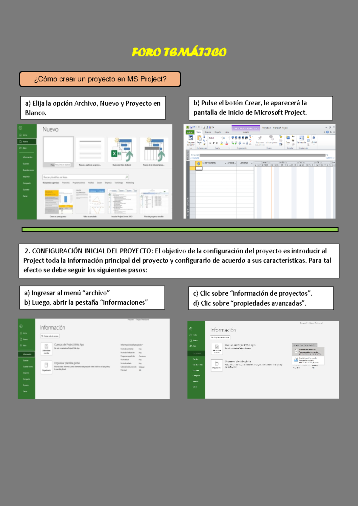 FORO Temático Informática - FORO TEMÁTICO ¿Cómo crear un proyecto en MS ...