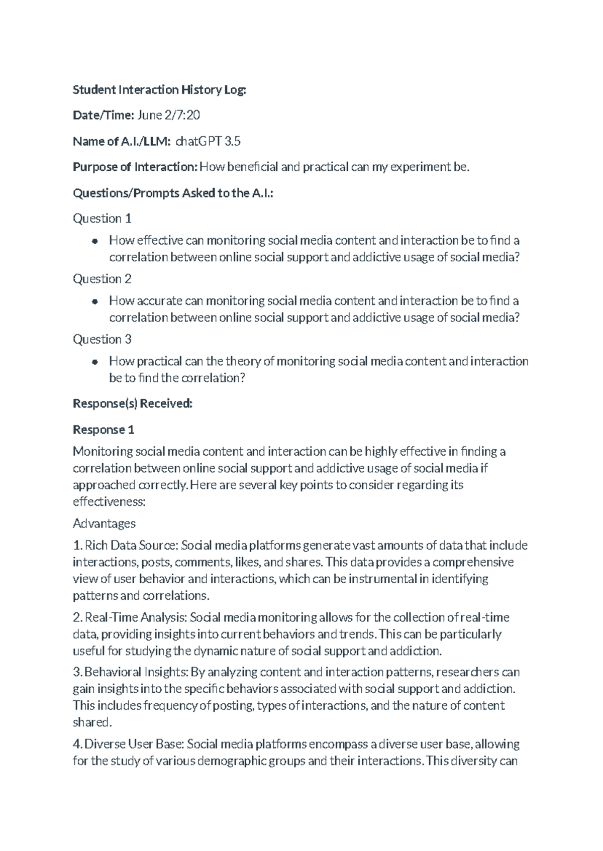 Interaction Log-2 - Course material - Student Interaction History Log ...