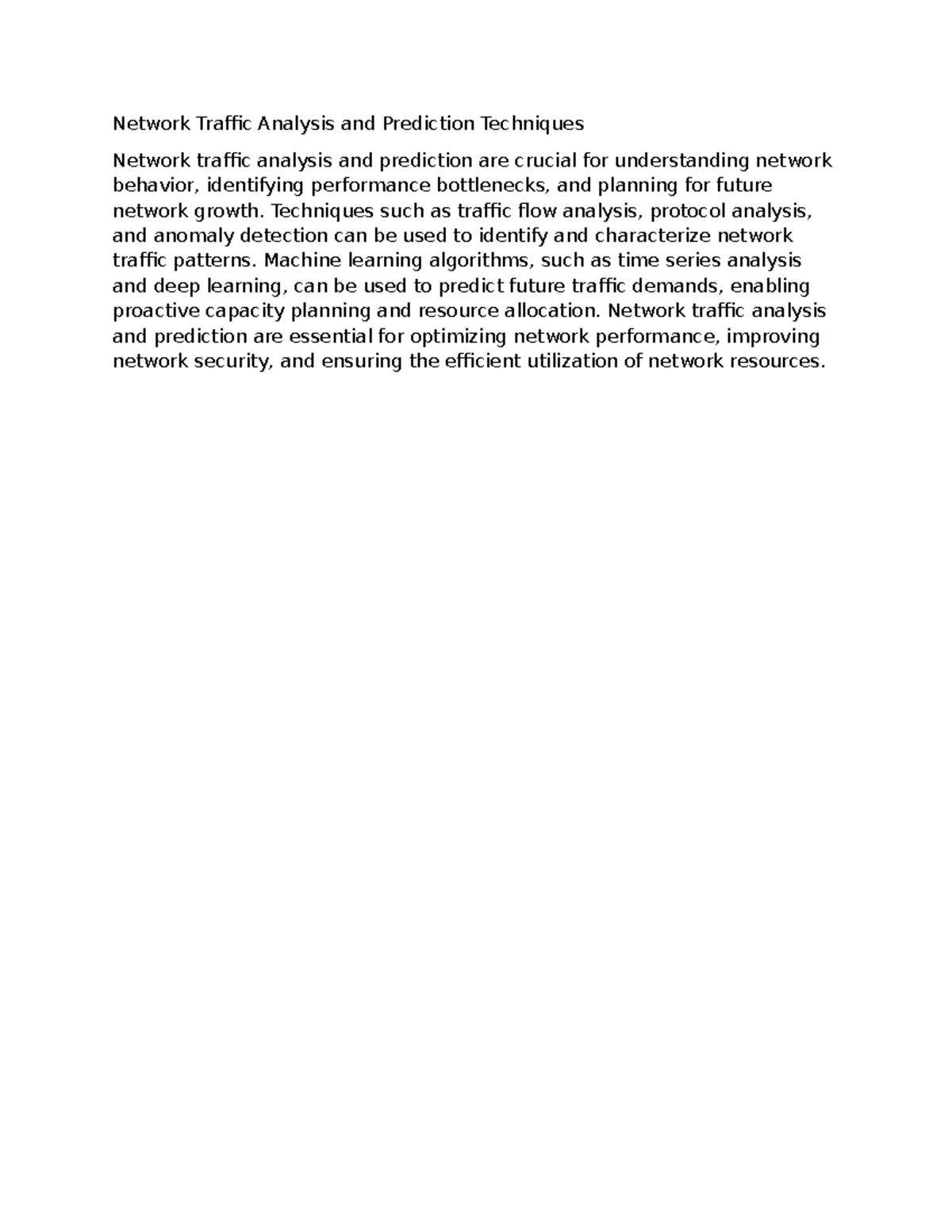 Network Traffic Analysis and Prediction Techniques - Techniques such as ...