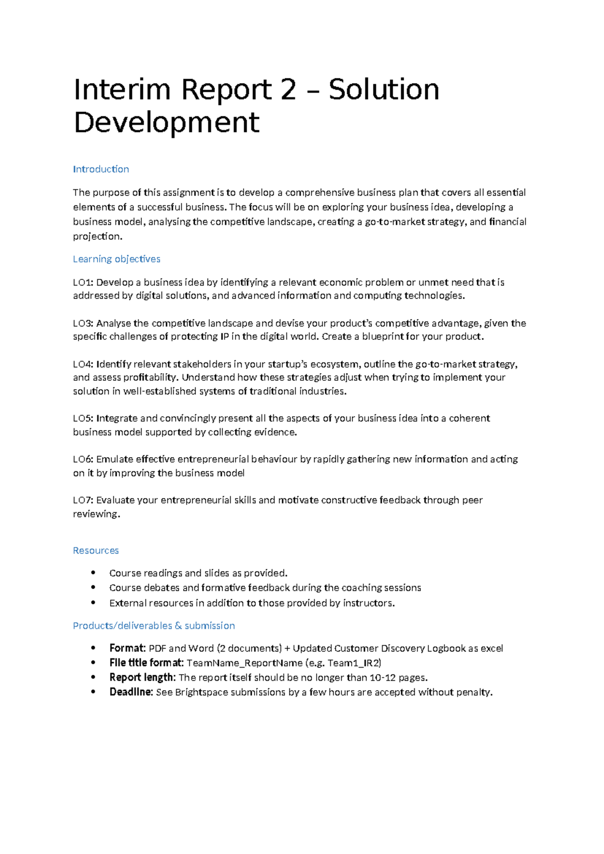 Interim Report 2 - Business Plan Development IR2 I2S 2025 - Studeersnel