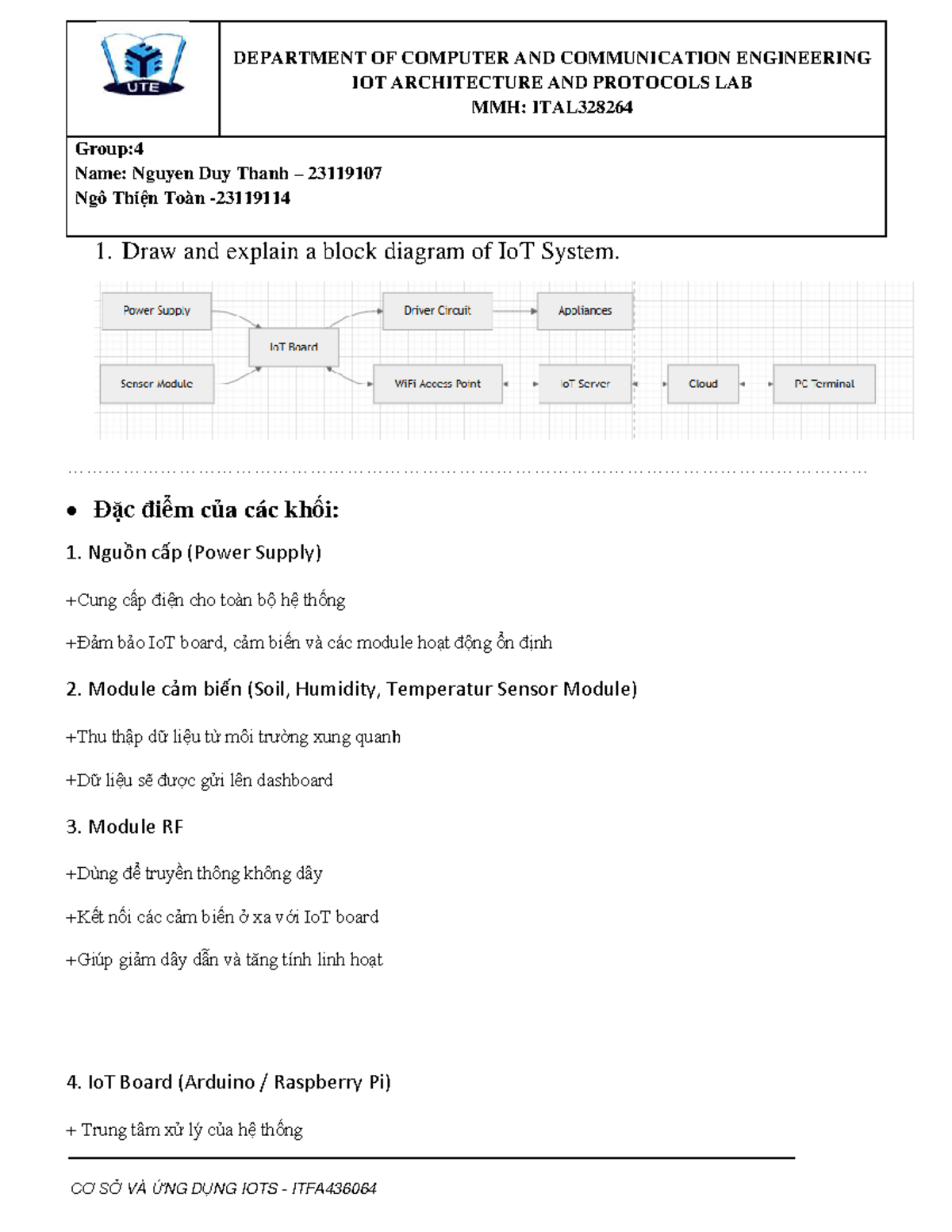 IoT Architecture and Protocols Lab Report - ITFA436064 - Studocu