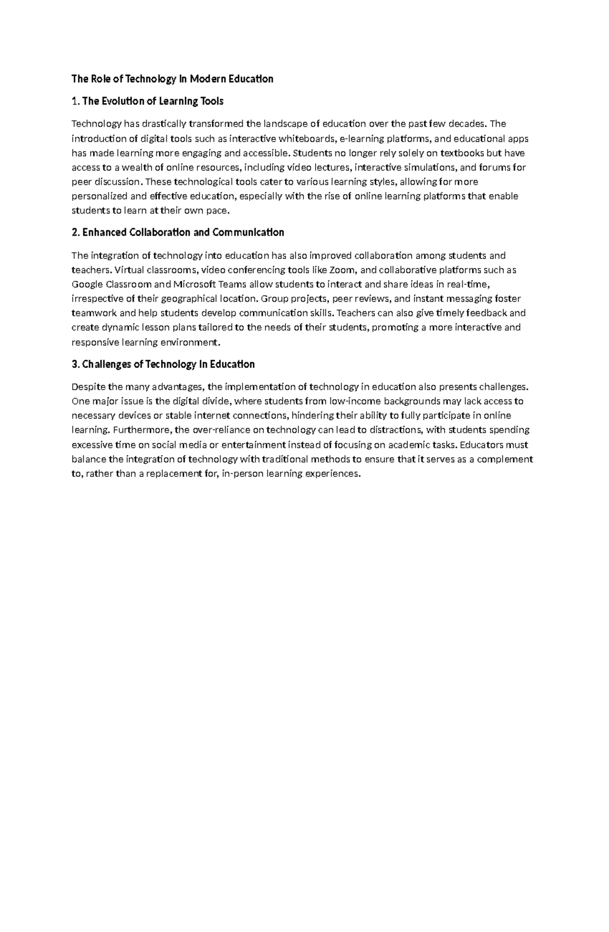 The Role of Technology in Modern Education - The introduction of ...