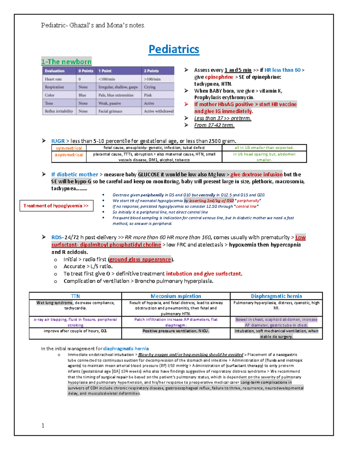 Pediatrics Notes: Newborn Care and Management Guidelines - Studocu