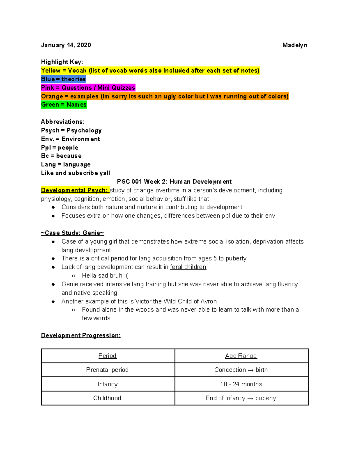 PSC 001 Week 2: Key Concepts in Human Development Notes - Studocu