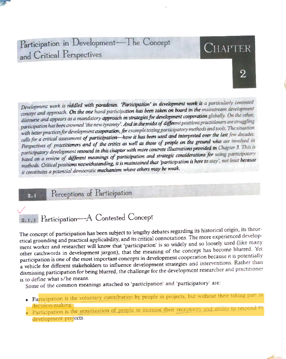 Unit 1: Mikkelson Chapter 2 - Participation in Development Concepts ...