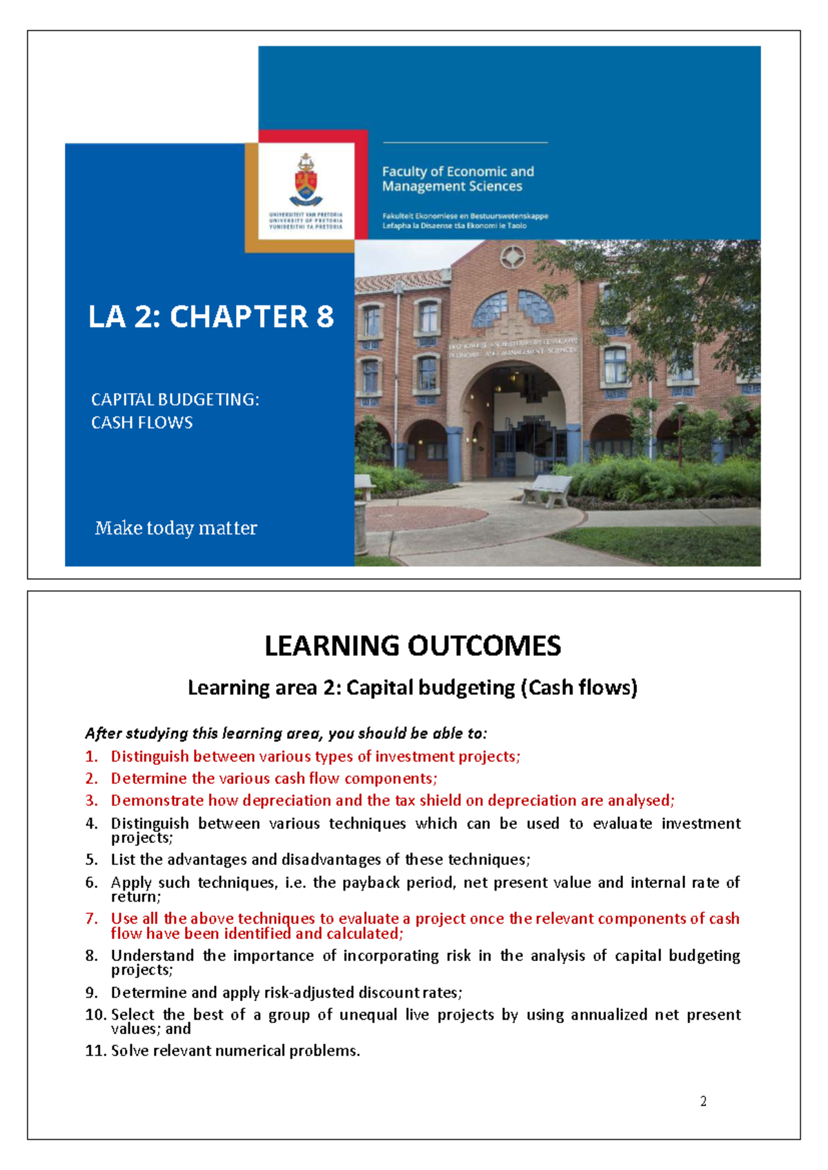LA 2: CHAPTER 8 CAPITAL BUDGETING & CASH FLOWS CLASS SLIDES - Studocu