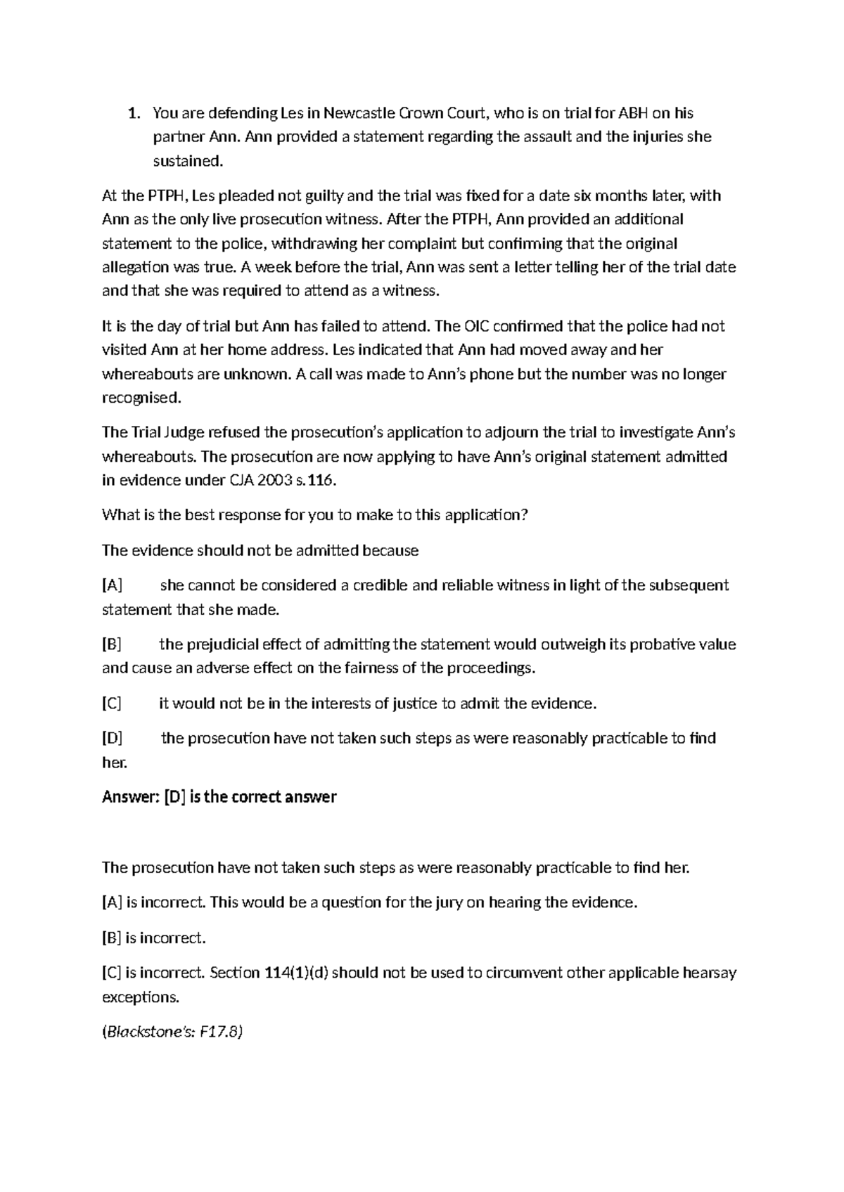 Mixed Questions on Criminal Law: ABH, Cautions, and Trial Procedures ...