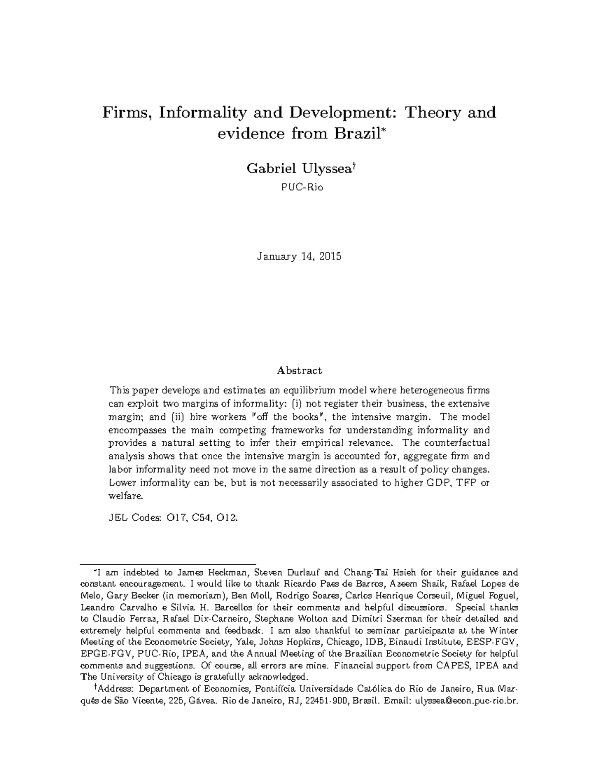 Firms, Informality, and Development: Insights from Brazil (ECO 2018 ...