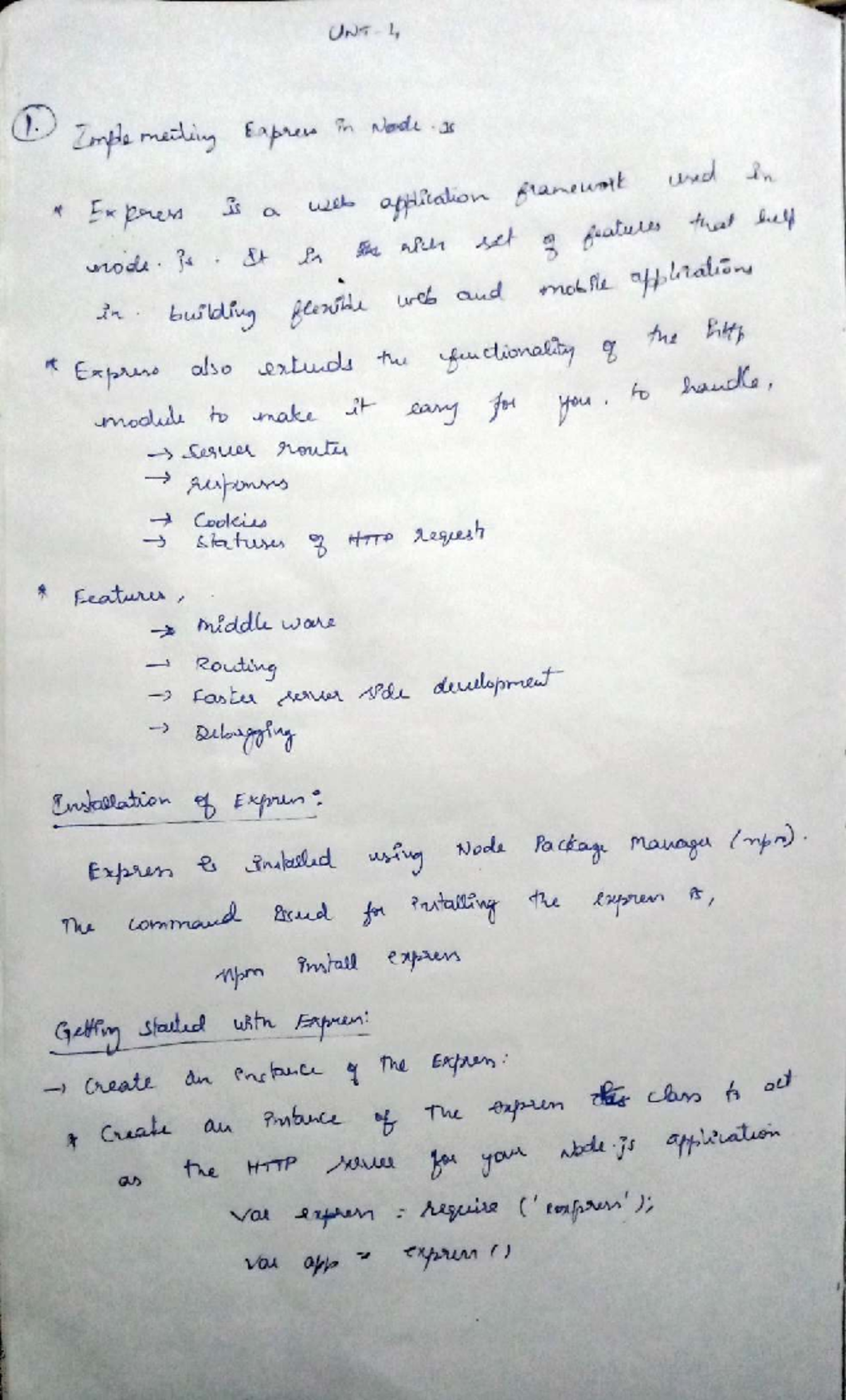FSWD 4-5: Implementing Express in Node - Unit 1 Overview - Studocu