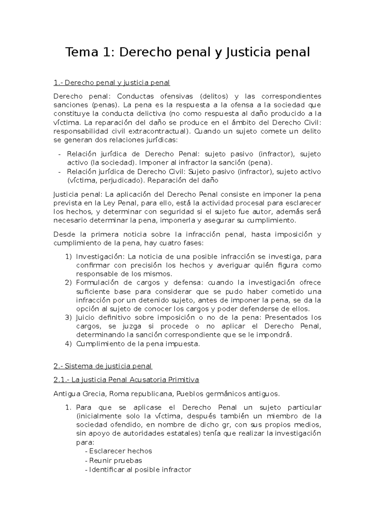 Tema 1 - Apuntes 1 DERECHO PENAL Y JUSTICIA PENAL - Tema 1: Derecho ...