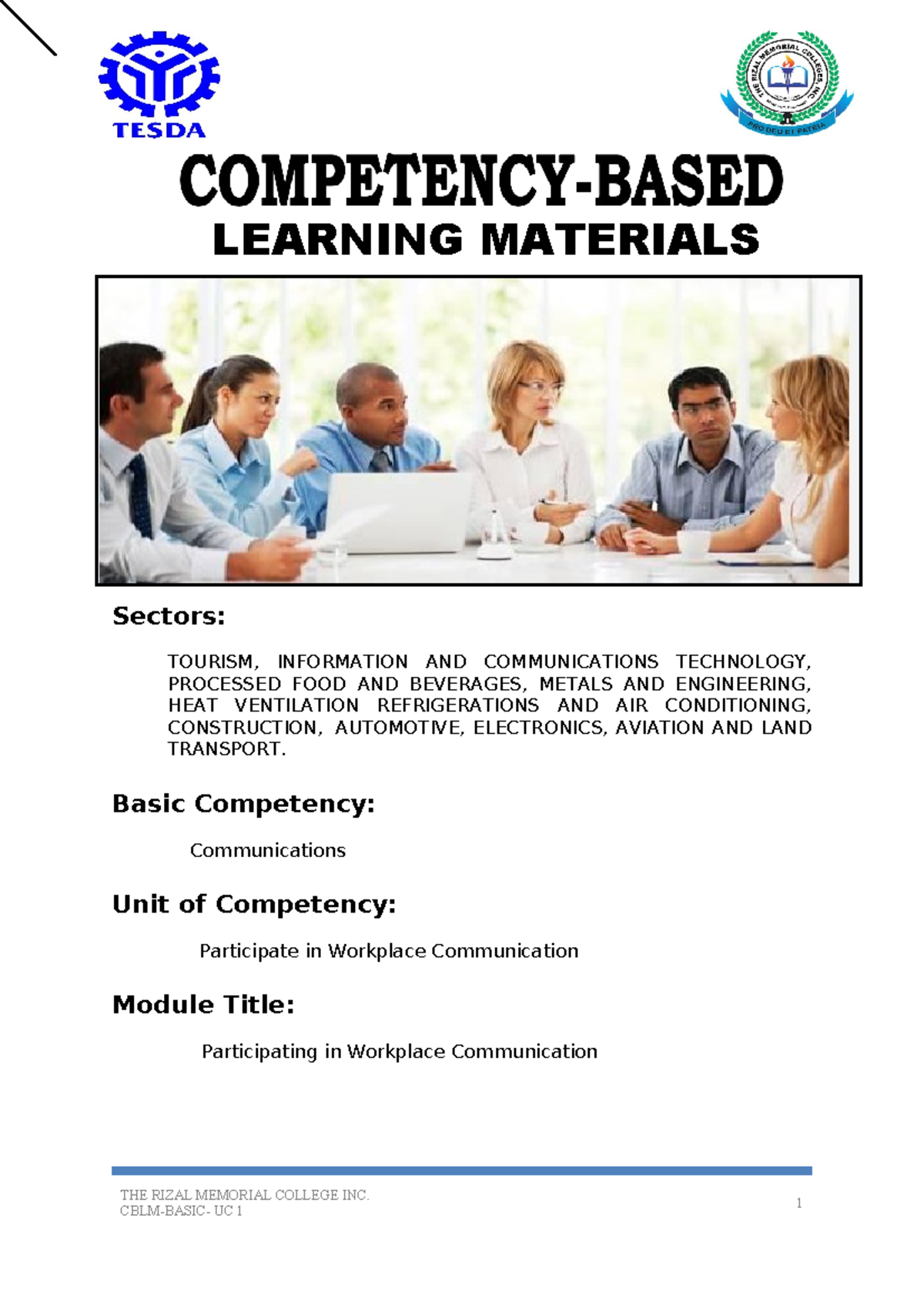 Participate in Workplace Communication (400311210) - Learning Module ...