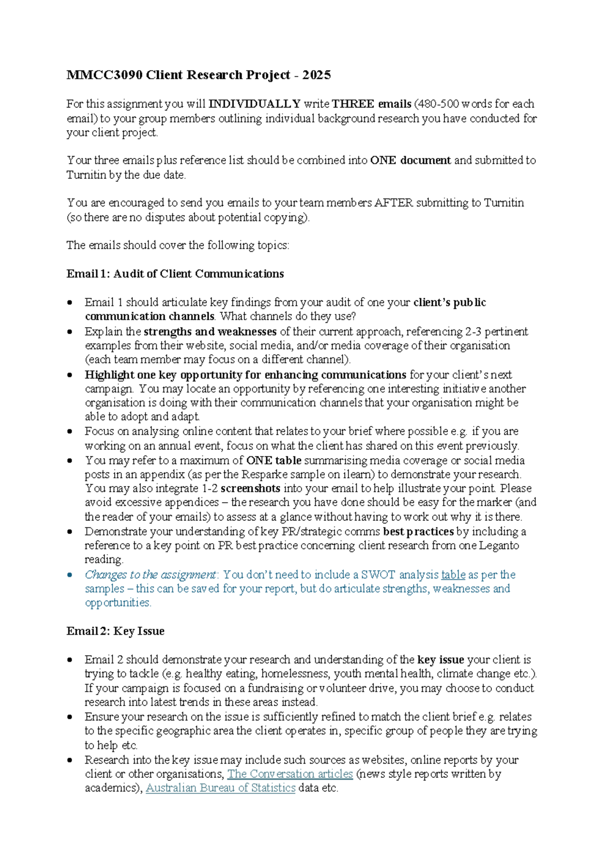 MMCC3090 Client Research Project: Individual Email Insights and ...