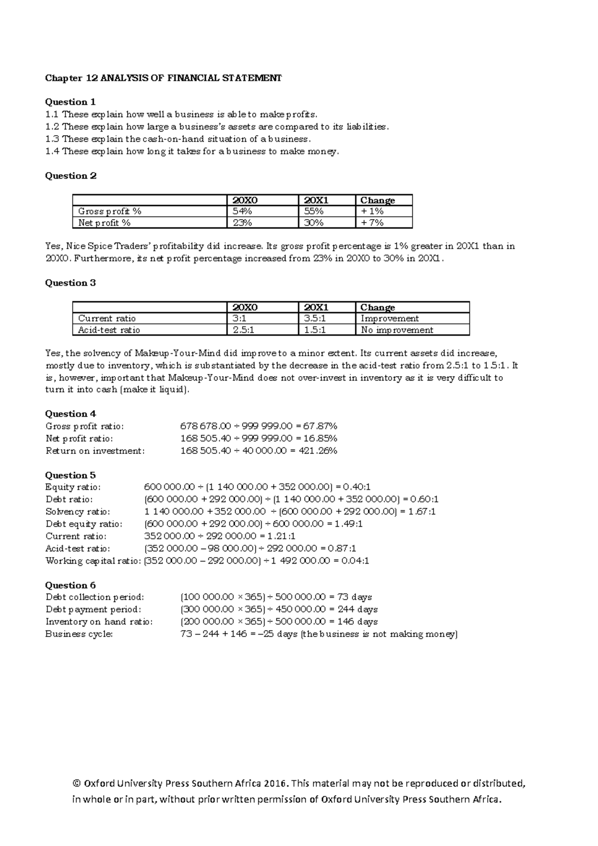 Chapter 12 - Analysis of Financial Statements (FIN 101) - Studocu
