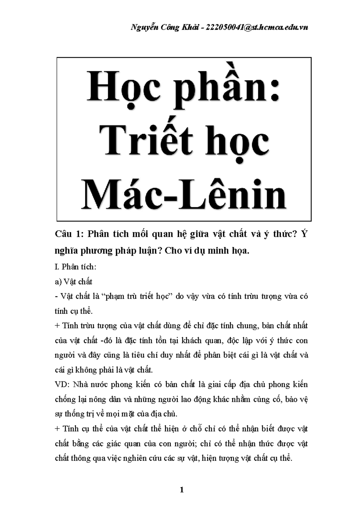Phân Tích Mối Quan Hệ Giữa Vật Chất và Ý Thức - Triết Học Mác - Lênin ...