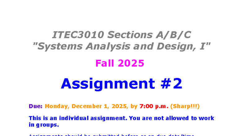 A2ITEC3010-F25: Assignment 2 - Video Rental System Analysis - Studocu