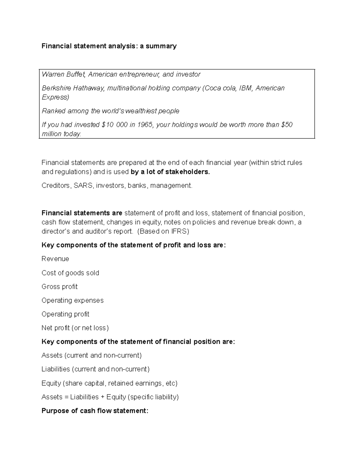 FIA 144 2025 Financial Statement Analysis Summary - Studocu