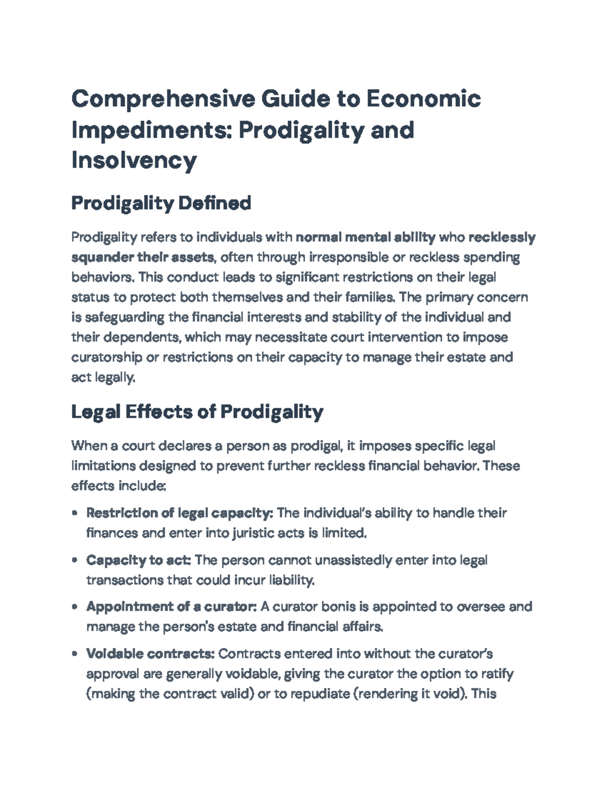 Comprehensive Overview of Prodigality and Insolvency: Legal ...