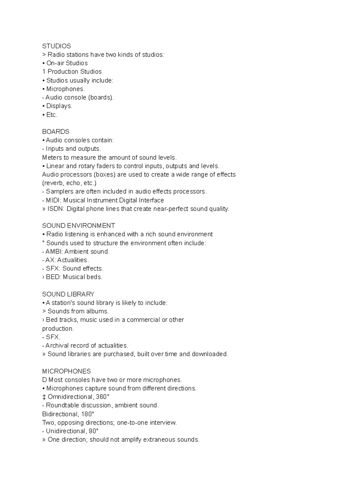 Music Programming 1 - Radio Studios and Sound Basics Notes - Studocu