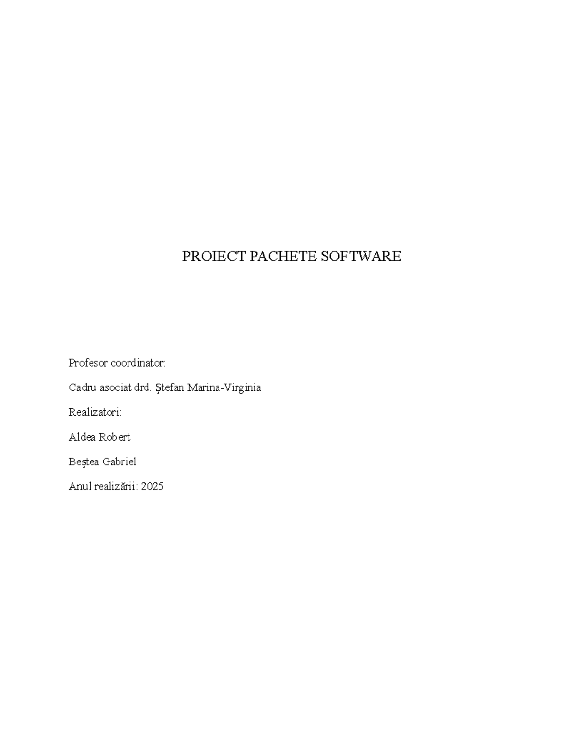 Proiect Pachete Software: Programare Python și SAS - 2025 - Studocu
