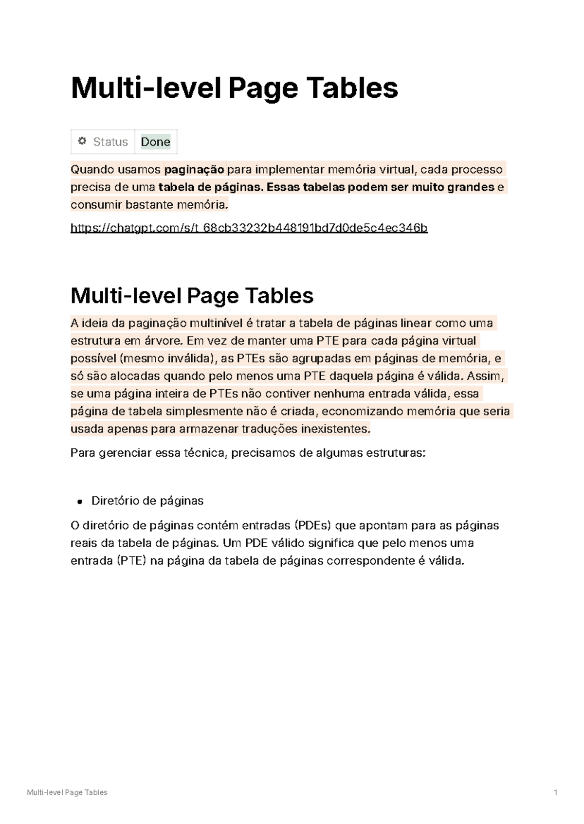 85957 - Multi-level Page Tables and Memory Management Techniques - Studocu