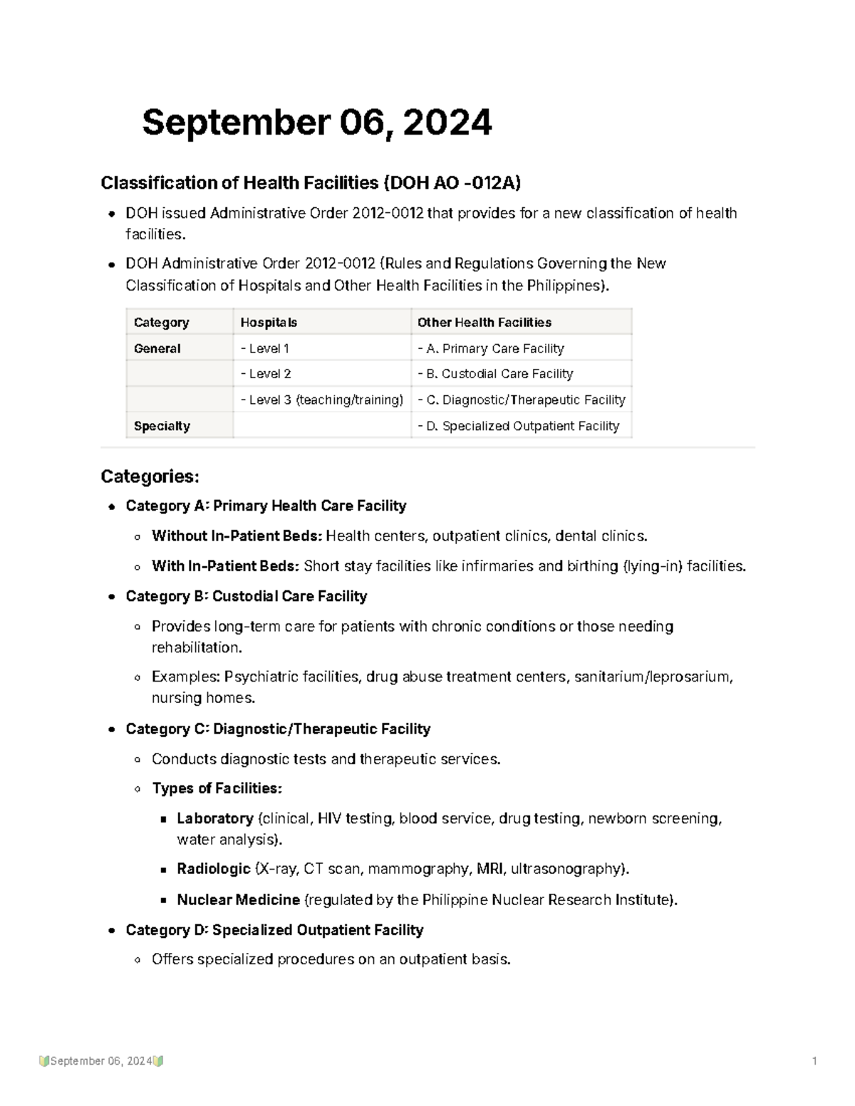 Primary Health Care - 🔰September 06, 2024🔰 Classification of Health ...