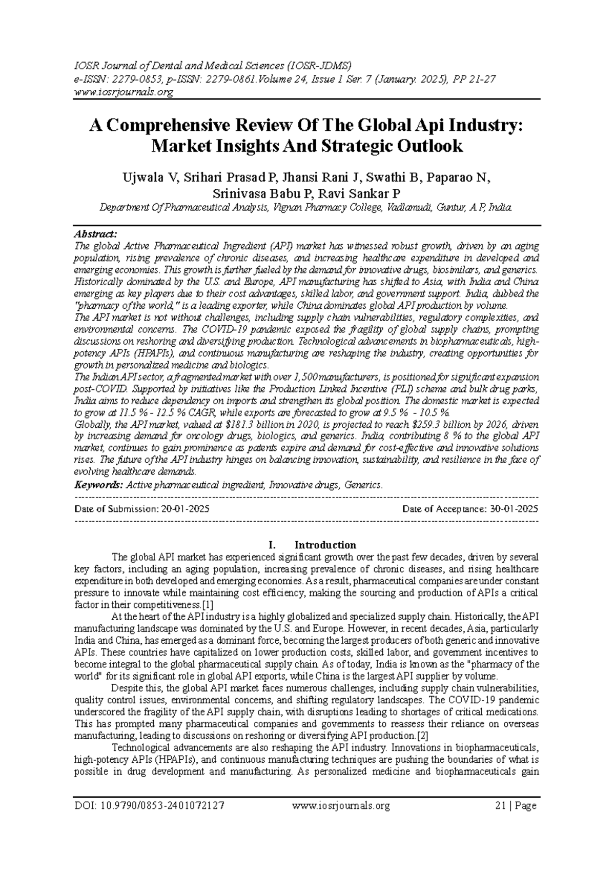 A Comprehensive Review of the Global API Industry: Insights & Outlook ...