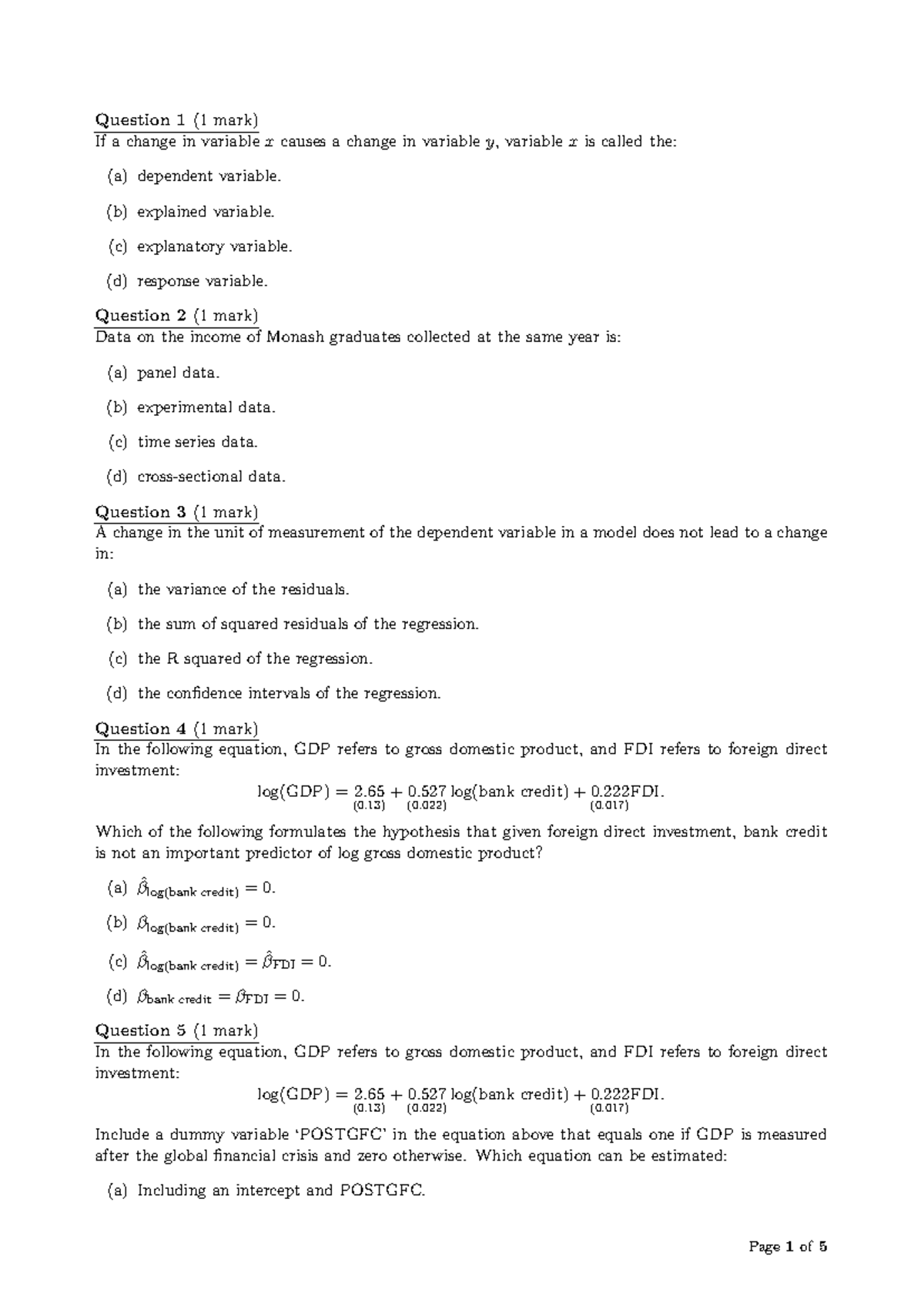 Exam Questions for Course Code: EXAM - Comprehensive Review - Studocu