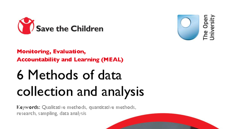 Save the Children - MEAL: 6 Methods for Data Collection & Analysis ...