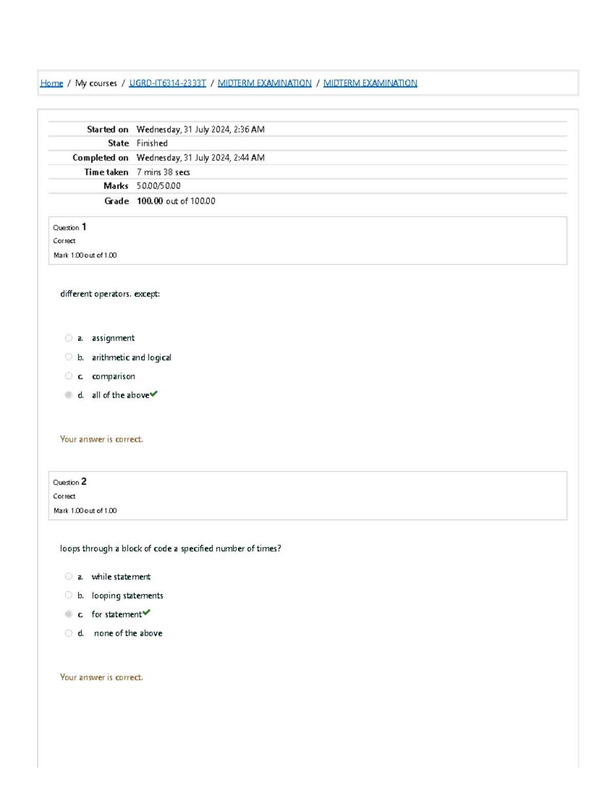 UGRD-IT6314-2333T - PHP Midterm Exam Review and Solutions - Studocu