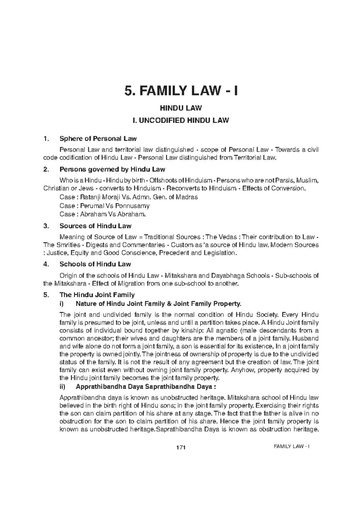 FAMILY LAW I: Key Concepts of Hindu Law and Personal Law - Studocu