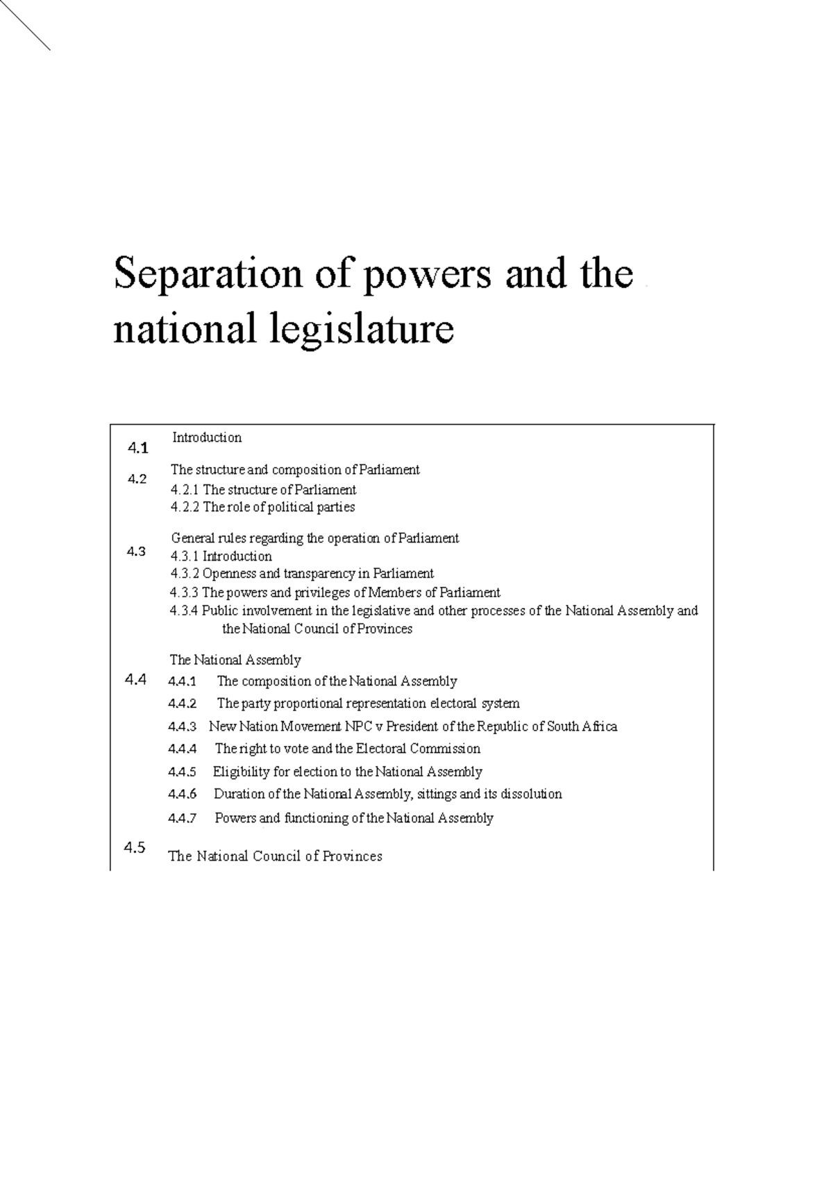 Chapter 4: Separation of Powers and the National Legislature (Revised ...