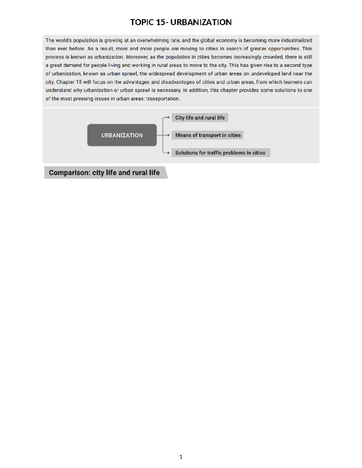 Topic 15- Urbanization - English Studies - TOPIC 15- URBANIZATION - Studocu