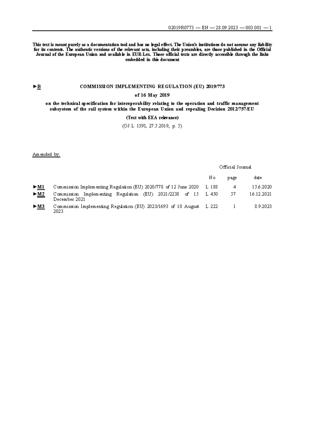 TSI OPE EN 2023 - Technical Specification for Rail Interoperability ...