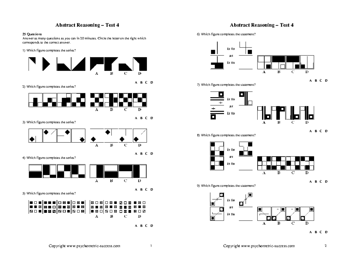 Abstract Reasoning Test 4: 25 Questions with Answers - Studocu