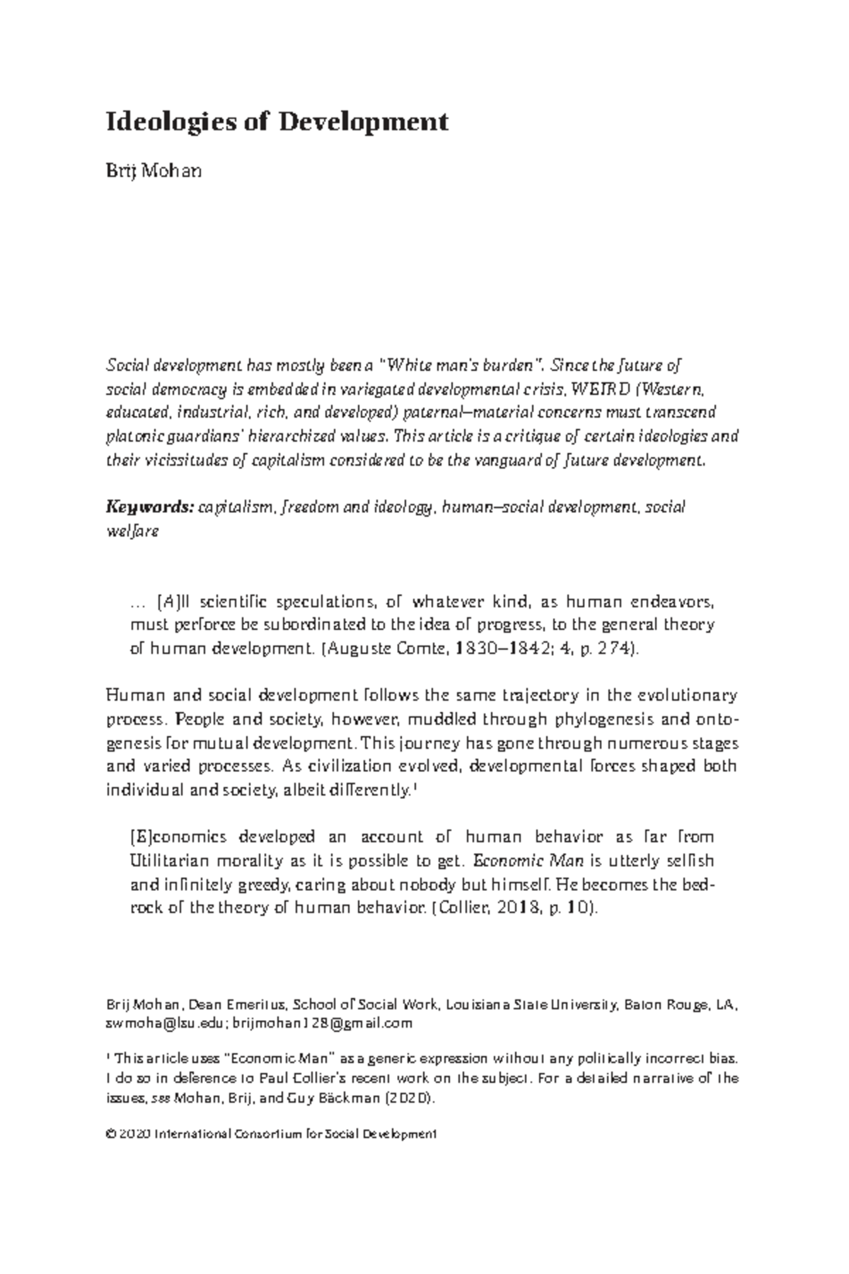 Ideologies of Development: A Critical Analysis of Capitalism and Social ...