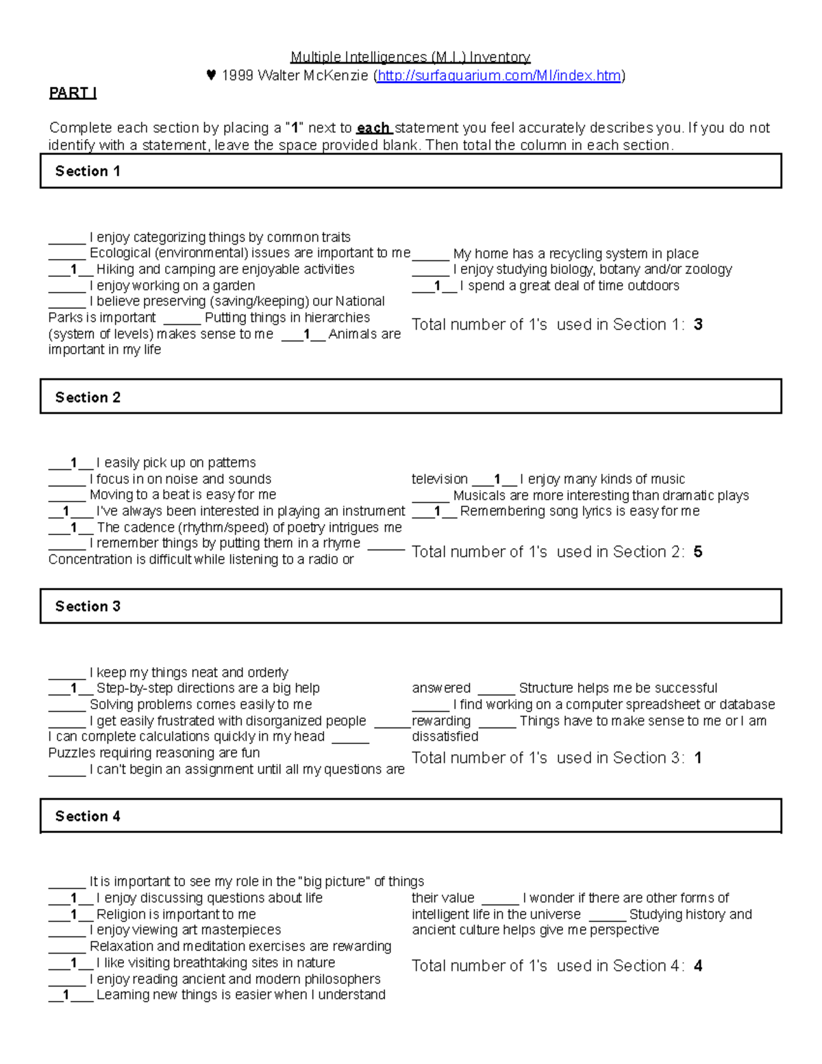 Multiple-Intelligences-Inventory - Multiple Intelligences (M ...
