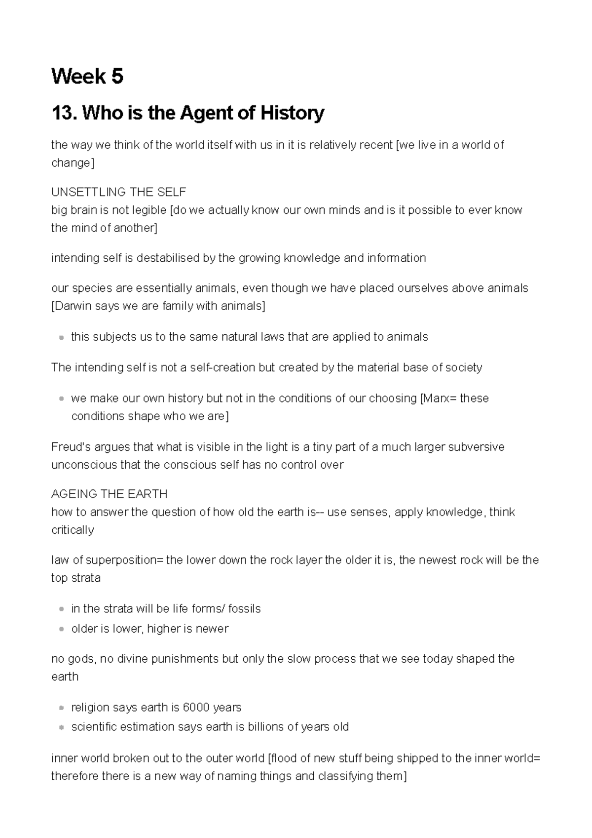 Unsettling the subject: History Week 5 notes - Week 5 13. Who is the ...