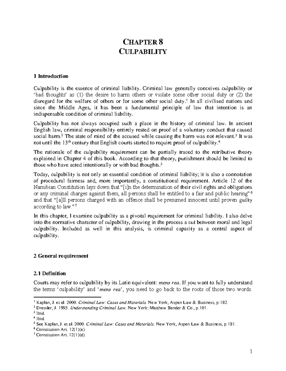 Culpability in Criminal Law 1: An In-Depth Examination of Chapter 8 - Document Preview