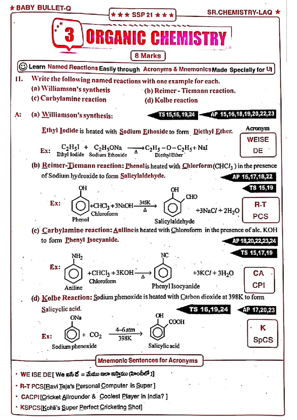 Now - Free - BA SSP 21 3 ORGANIC CHEMISTRY 8 Marks Learn Named ...