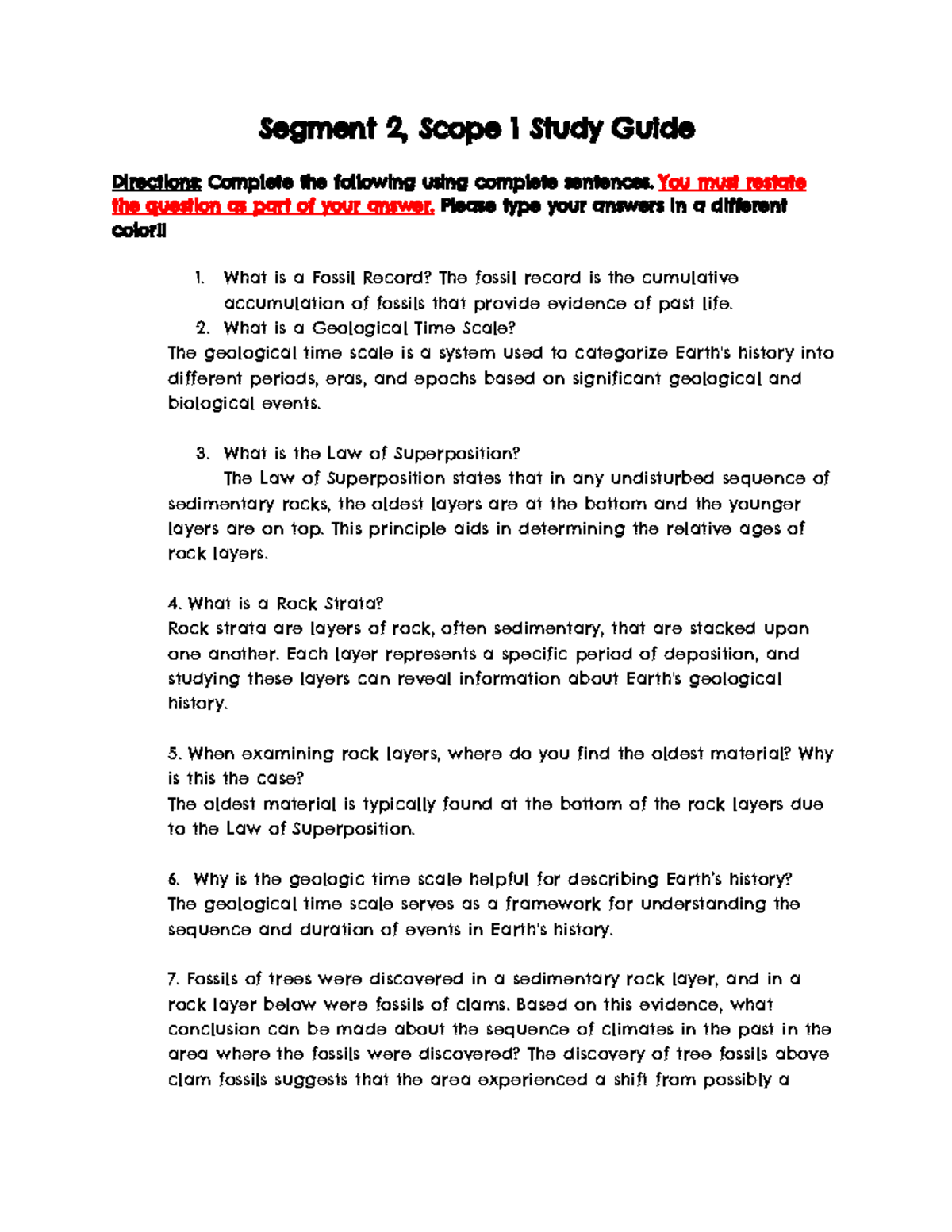 Segment 2 Study Guide: Fossil Records & Geological Time Scale - Studocu