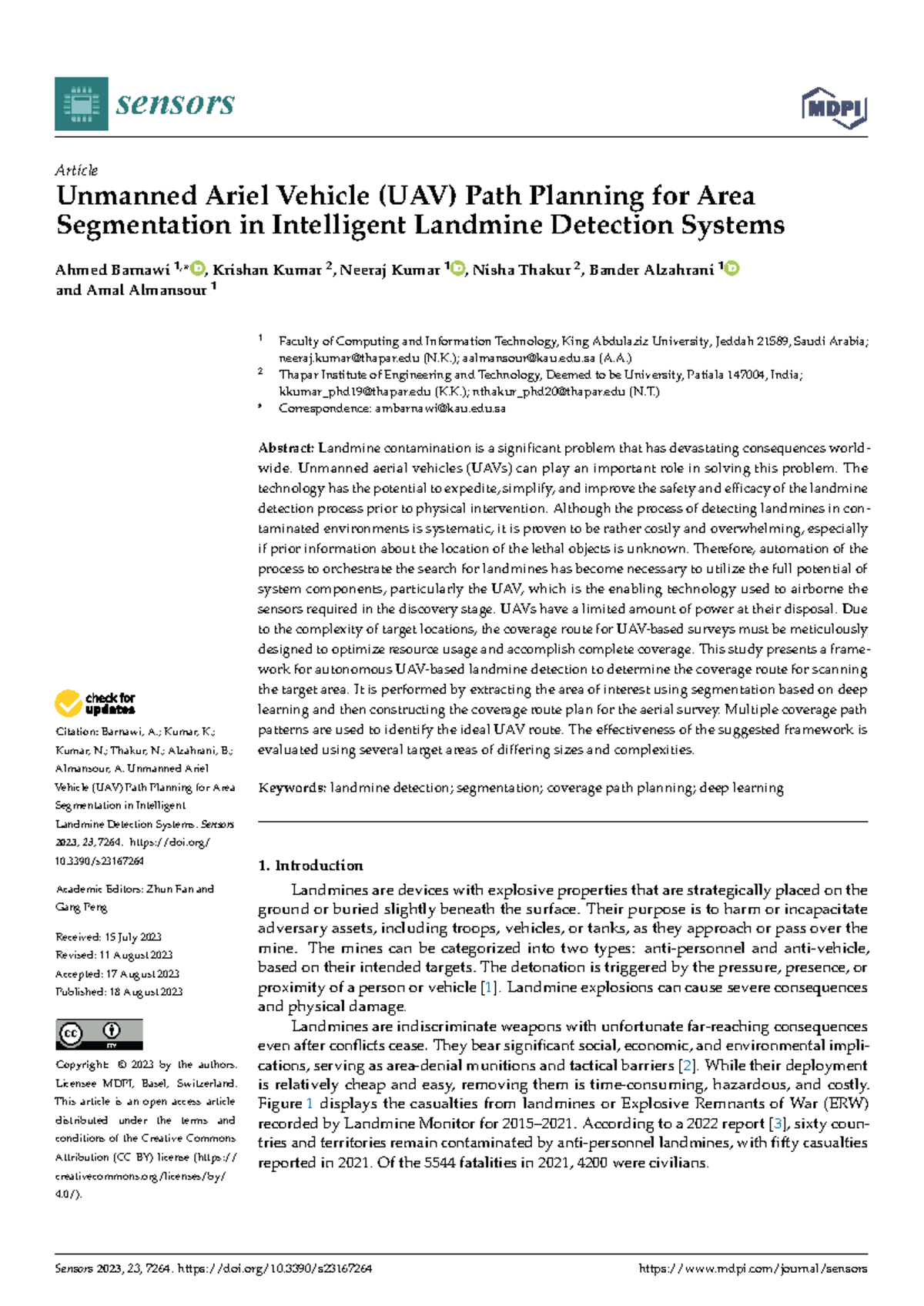 UAV Path Planning for Landmine Detection: A Deep Learning Approach ...